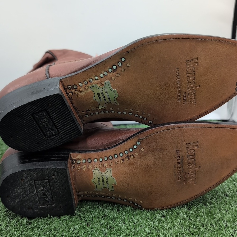 VTG Mezcalero Slouch Style Brown Boots Men's 9.5 - 27 1/2 EE Leather Mexican New - Picture 10 of 14